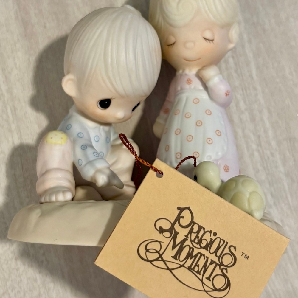 Vintage 1979 Retired Precious Moments God's Speed E-3112 Boy and Dog Figurine